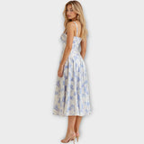 Midi Šaty S Korzetem Vintage Květinovým Vzorem Elegantní