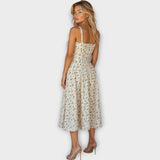 Midi Šaty S Korzetem Vintage Květinovým Vzorem Elegantní