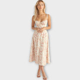 Midi Šaty S Korzetem Vintage Květinovým Vzorem Elegantní