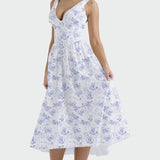 Midi Šaty Romantický Květinový Vzor Elegantní Silueta