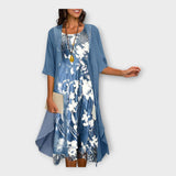 Prodyšné Šaty S Vnějším Kardiganem A Vzorovaným Potiskem