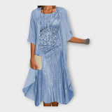 Prodyšné Šaty S Vnějším Kardiganem A Vzorovaným Potiskem