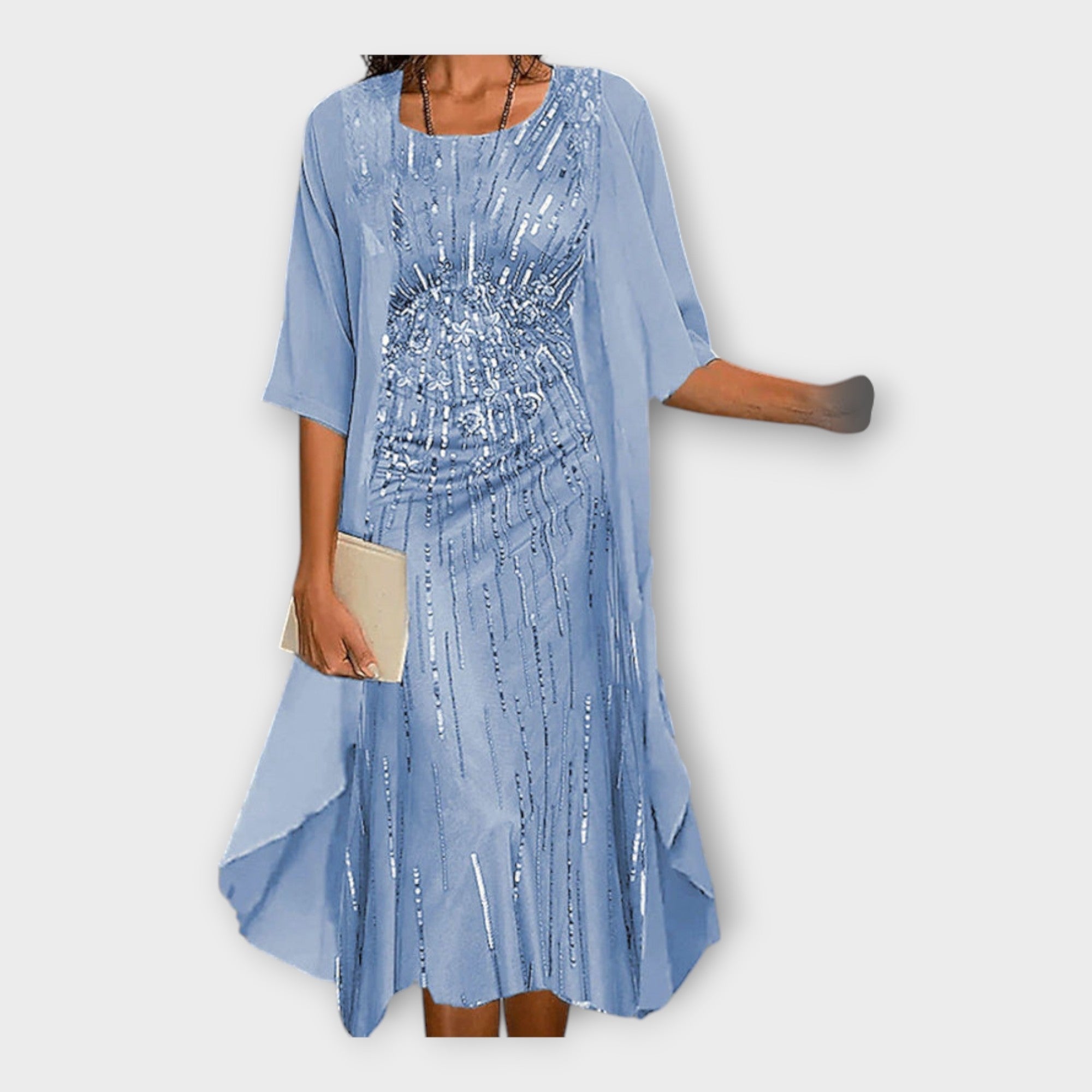 Prodyšné Šaty S Vnějším Kardiganem A Vzorovaným Potiskem