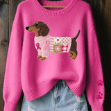 Naoni – Pletený svetr s motivem jezevčíka z vlněného filcu