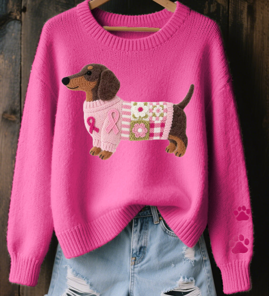 Naoni – Pletený svetr s motivem jezevčíka z vlněného filcu