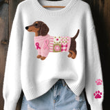 Naoni – Pletený svetr s motivem jezevčíka z vlněného filcu