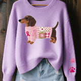 Naoni – Pletený svetr s motivem jezevčíka z vlněného filcu