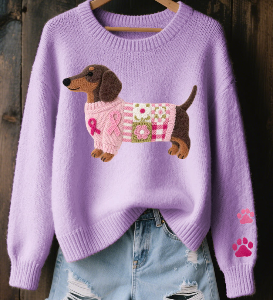 Naoni – Pletený svetr s motivem jezevčíka z vlněného filcu