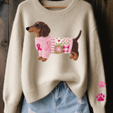 Naoni – Pletený svetr s motivem jezevčíka z vlněného filcu