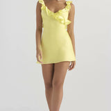 Bella Mini Šaty S Asymetrickým Dekoltem A Volány Pro Ženy