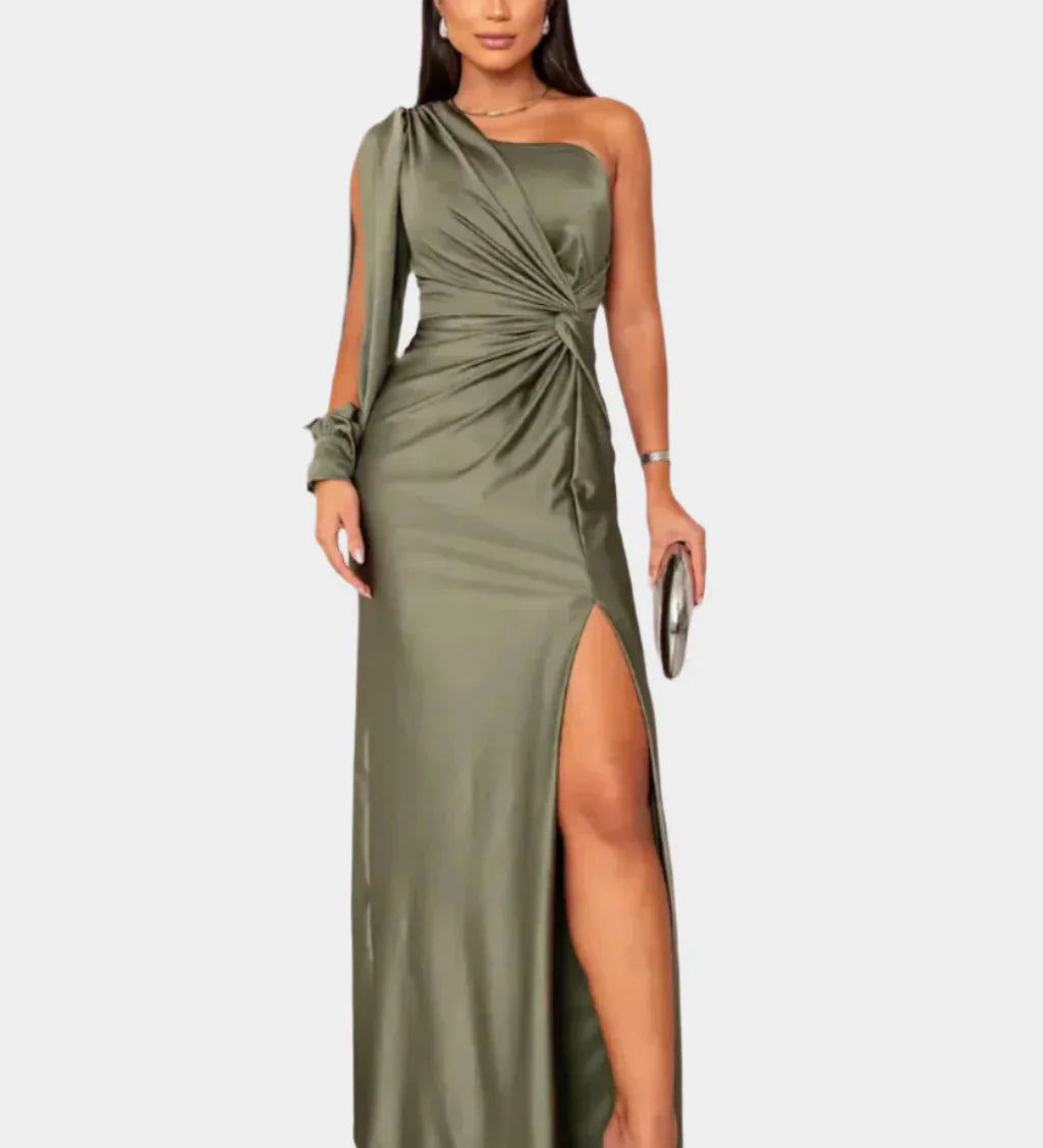 Dlouhé Elegantní Šaty S Jednoramenným Asymetrickým Výstřihem