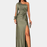 Dlouhé Elegantní Šaty S Jednoramenným Asymetrickým Výstřihem